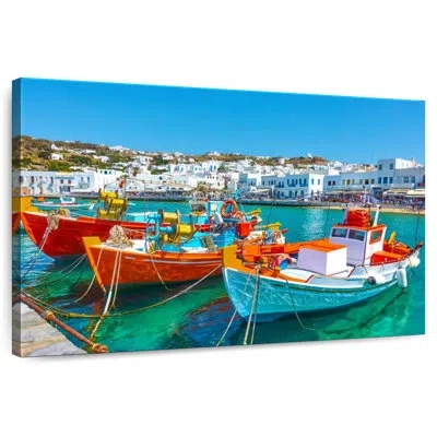 Ebern Designs Mehar Mykonos Port Boats In Teal