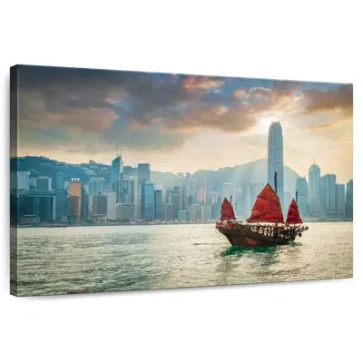 Ebern Designs Mehar Red Sail Junkboat In Hong Kong In Gray