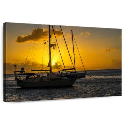 Ebern Designs Mehar Sailboat At Dusk In Orange
