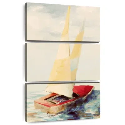 Ebern Designs Mehar Vintage Red Sailboat In Beige