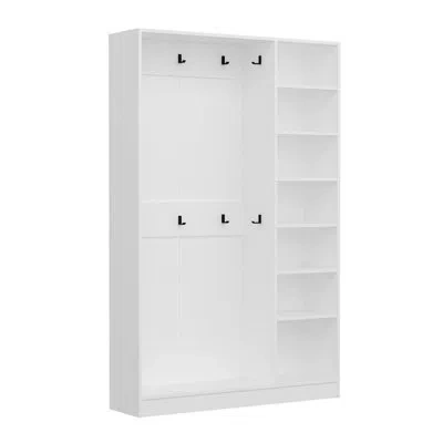 Ebern Designs Modern White Hall Stand, 53.1 X 82.7 X 13.8 Inches | 100% Melamine Coated Particle Board, Thickness: