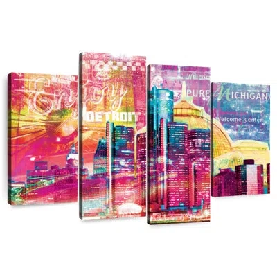 Ebern Designs Nicci Detroit Cityscape Grunge In Beige