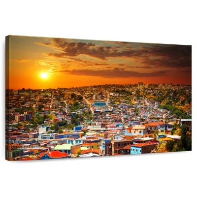 Ebern Designs Nicci Valparaiso Golden Sunset In Orange
