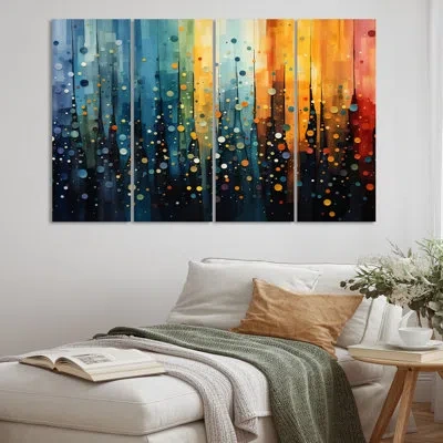 Ebern Designs On Canvas 4 Pieces Set In Blue;yellow