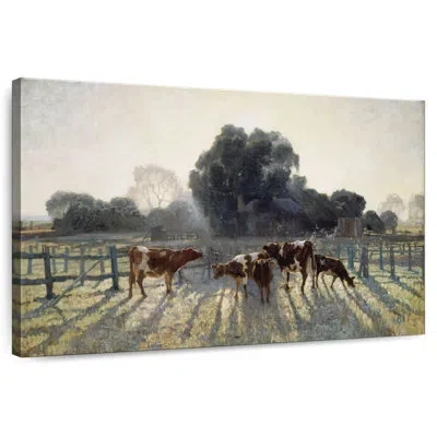 Ebern Designs Pasture Grazing Cows In Gray