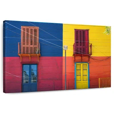 Ebern Designs Ravi Colorful La Boca Buildings In Blue