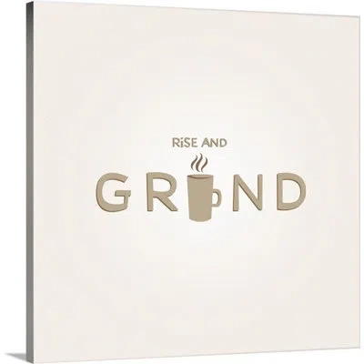 Ebern Designs 'rise And Grind - Retro Kitchen Art' By Kate Lillyson Textual Art On Canvas In Brown;gray