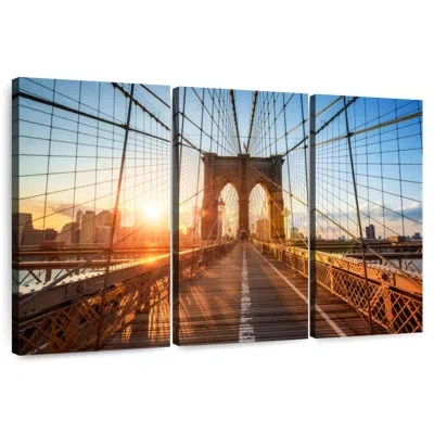 Ebern Designs Sebbie Sunlit Brooklyn Bridge In Brown