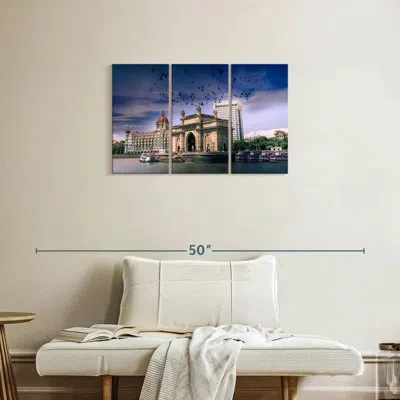 Ebern Designs Senne Birds Over Gateway Of India In Blue