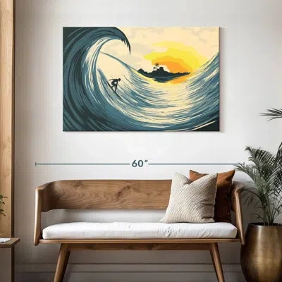 Ebern Designs Senne Island Wave And Surfer