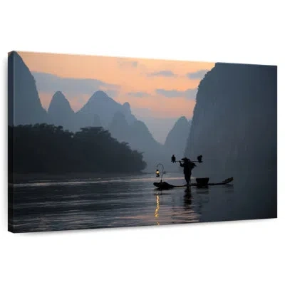 Ebern Designs Senne Li River Twilight Fishing In Black
