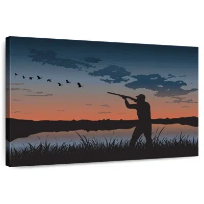 Ebern Designs Senne Sunset Duck Hunting In Blue