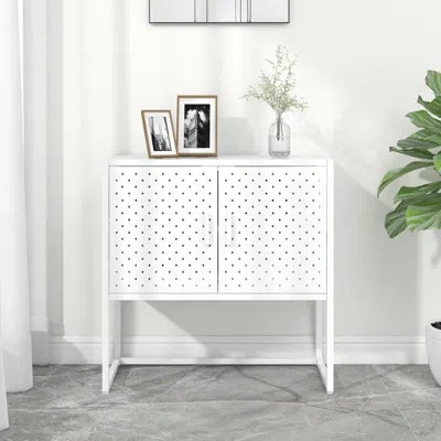 Ebern Designs Shovon Sideboard Storage Buffet Cabinet For Kitchen Living Room Entryway Steel In White