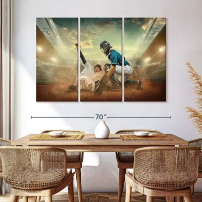 Ebern Designs Sireci Baseball Action In Gray