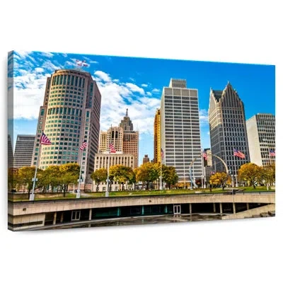 Ebern Designs Sireci Downtown Detroit Buildings In Gray