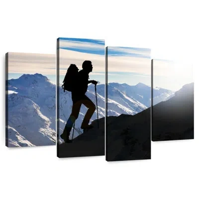 Ebern Designs Sireci Mountain Climber Silhouette In Blue