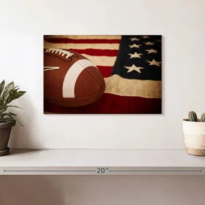 Ebern Designs Sireci Vintage American Flag Football In Black