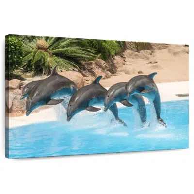 Ebern Designs Synchronized Dolphins In Blue