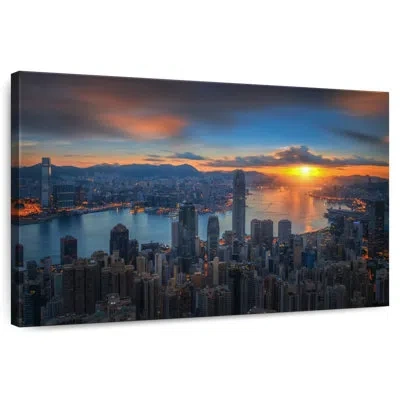 Ebern Designs Vanna Sun Rising Over Hong Kong In Blue