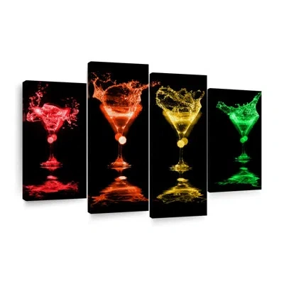 Ebern Designs Wine And Alcohol Colorful Cocktail Drinks Multi Piece Canvas Print On Canvas 4 Pieces By Sodapopart  In Black