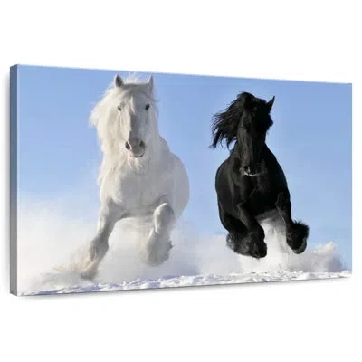 Ebern Designs Winter Friesian Horses In Black