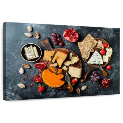 Ebern Designs Yarlin Servings Of Cheese And Fruits In Gray