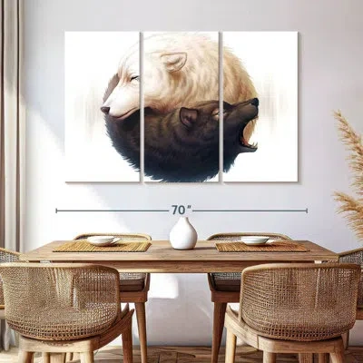 Ebern Designs Yin And Yang Wolves In White