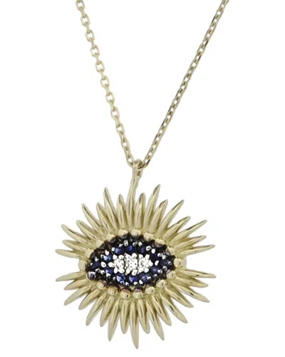 Ebru Jewelry 14k 0.08 Ct. Tw. Diamond & Sapphire Pendant Necklace In Gold