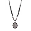 Ebru Jewelry Black / Silver Black Onyx & Silver Lion Men's Beaded Unique Necklace - Black