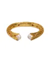 Ebru Jewelry Cleopatra Plated 0.4in Pearl Cuff Bracelet In Gold