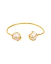 Ebru Jewelry Cleopatra Plated 0.5in Pearl Cuff Bracelet In Gold