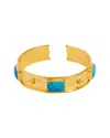 Ebru Jewelry Cleopatra Plated Turquoise Cuff Bracelet In Gold