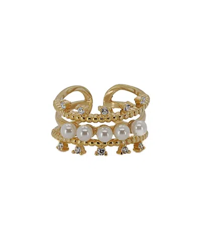 Ebru Jewelry Cleopatra Silver 0.7in Pearl Cocktail Ring In Multi