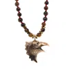 Ebru Jewelry Gold / Brown Eagle Tiger's Eye Men's Beaded Necklace - Brown In Brown