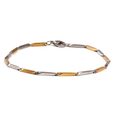 Ebru Jewelry Gold / Silver Dual Strength Silver & Gold Men's Chain Bracelet - Gold - Silver
