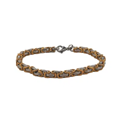 Ebru Jewelry Gold / Silver Two Color Design Bold Chain Men's Bracelet - Silver