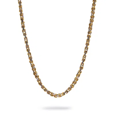 Ebru Jewelry Gold / Silver Two Color Design Bold Chain Men's Necklace - Silver - Gold