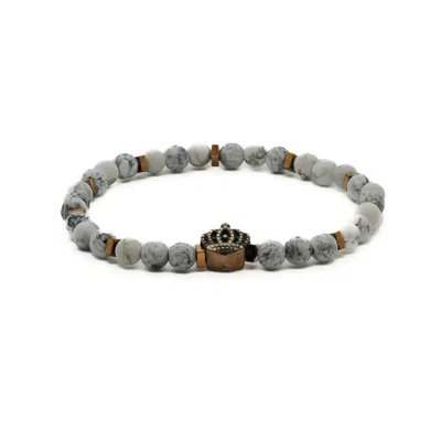 Ebru Jewelry Gold / White Men's Spiritual Beaded Bracelet - White In Multi