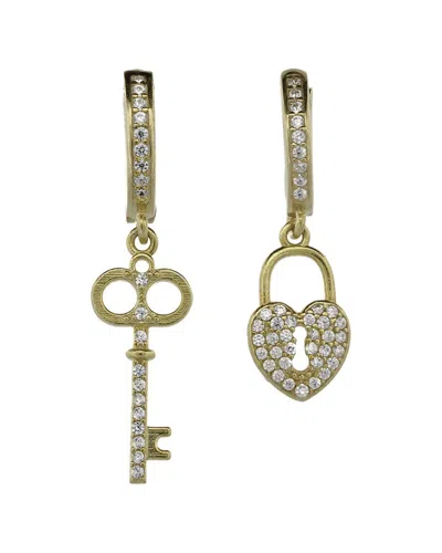 Ebru Jewelry Love Silver Cz Dangle Earrings In Gold