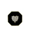 Ebru Jewelry Love Silver Cz Statement Adjustable Ring In Black
