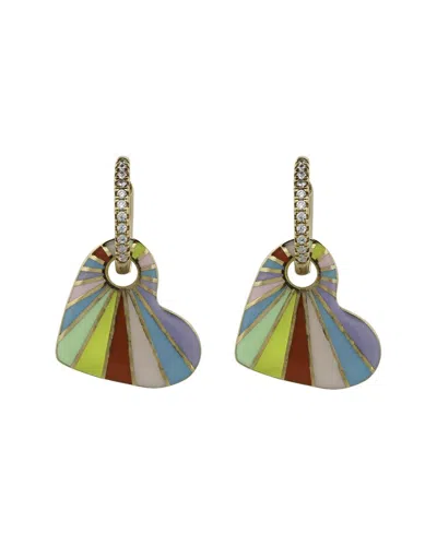 Ebru Jewelry Love Silver Hoop Earrings In Green