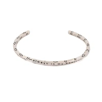Ebru Jewelry Men's Always In My Heart Silver Cuff Bracelet - Silver