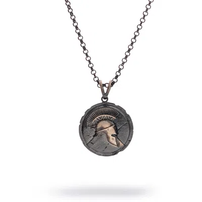 Ebru Jewelry Men's Ancient Warrior Medallion Men's Sterling Silver Necklace - Silver In Black