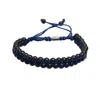 Ebru Jewelry Men's Black / Blue Black Onyx Stone Beaded Blue Rope Striking Bracelet - Black