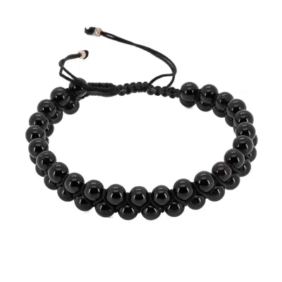 Ebru Jewelry Men's Black Onyx Men`s Self Control Bracelet - Black