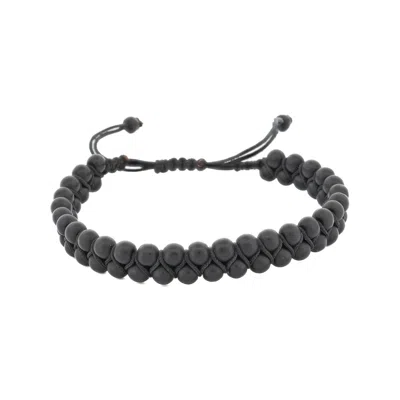 Ebru Jewelry Men's Black Onyx Stone Beaded Striking Bracelet - Black