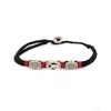 Ebru Jewelry Men's Black / Red / Silver Sterling Silver Fish & Soul Black Woven Striking Hope Bracelet - Black In Red