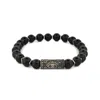 Ebru Jewelry Men's Black / Silver Black Onyx Stone & Sterling Silver Unique Evil Eye Symbol Beaded Bracelet - Bla In Black