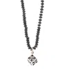 Ebru Jewelry Men's Black / Silver Celtic Dice Necklace - Black