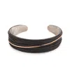 Ebru Jewelry Men's Black / Silver / Gold Handcrafted Sterling Silver & Leather Men's Cuff Bracelet - Black In Black